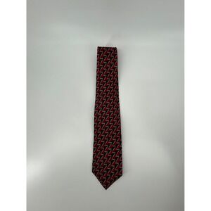 Robert Talbott Studio Mens Red Navy Gold Geometric Silk Tie Extra Long Hand Sewn